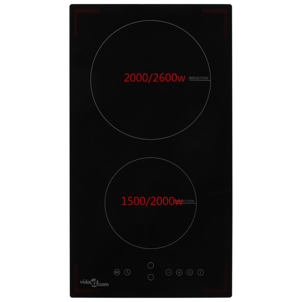 Placa de inducción VidaXL 3500W 2 zonas negro 28,8 cm 2