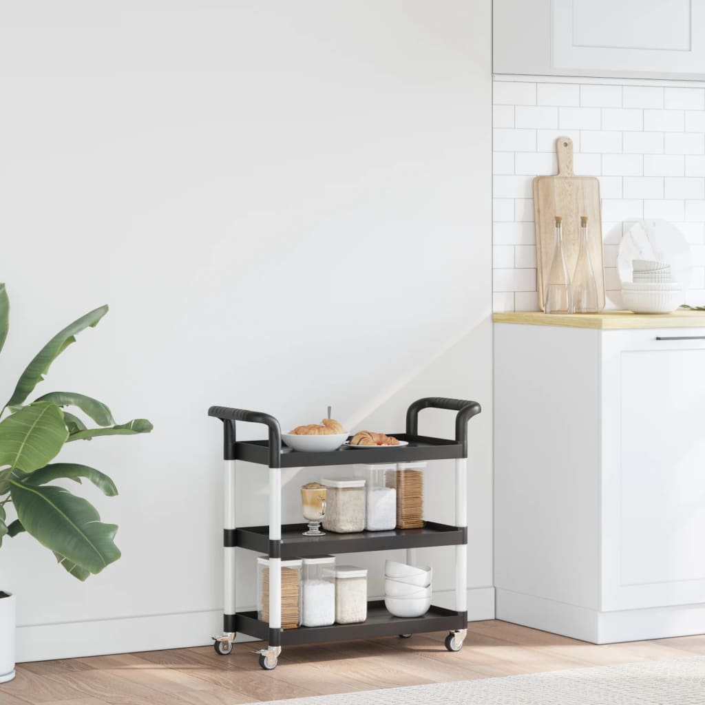 Carrito Watutu 3 niveles aluminio negro 72x77x34 cm animada dos