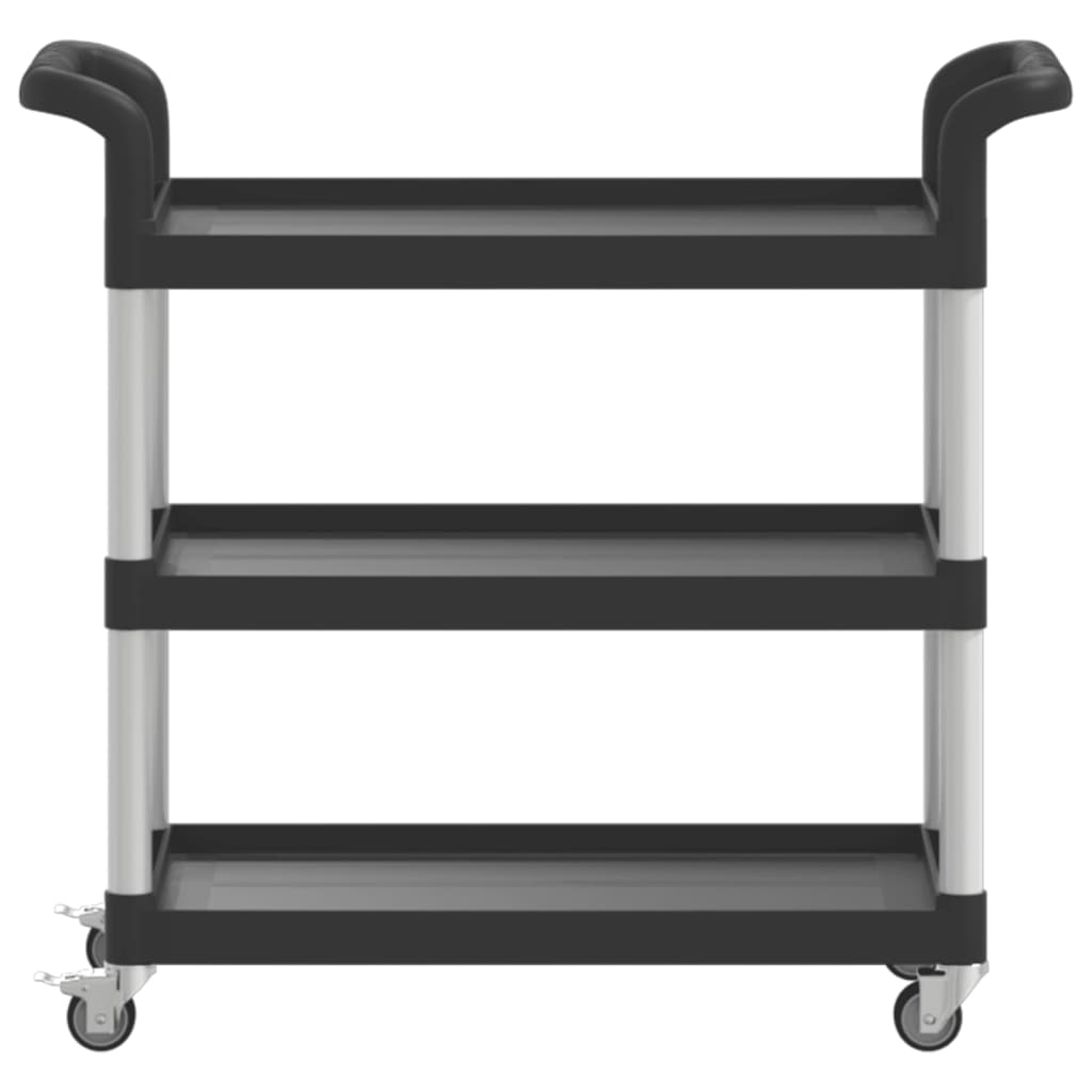 Carrito Watutu 3 niveles aluminio negro 72x77x34 cm frontal