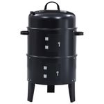 Barbacoa 3 en 1 ahumador de carbón negro 80x40 cm frontal