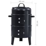 Barbacoa 3 en 1 ahumador de carbón negro 80x40 cm medidas