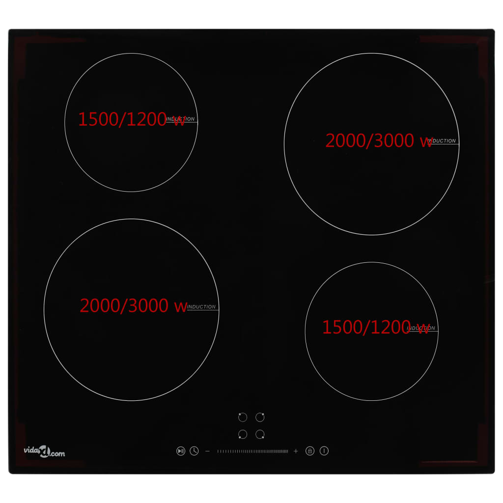 Placa de inducción VidaXL 7000W 4 zonas negro 59 cm 2