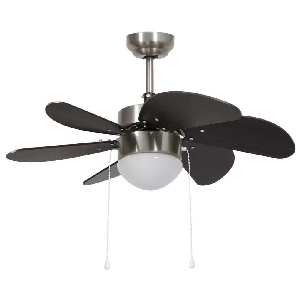 Ventilador de techo VidaXL 39W con lámpara marrón oscuro Ø76 cm