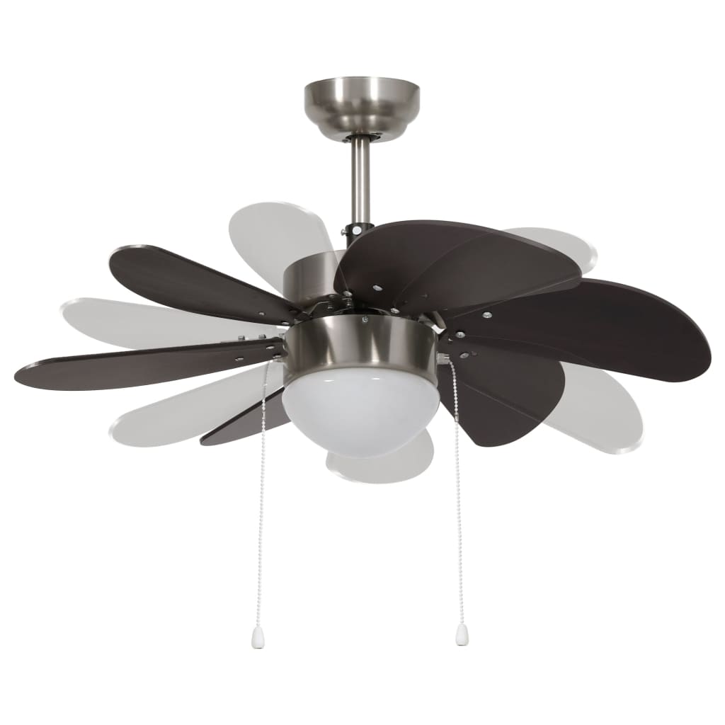 Ventilador de techo VidaXL 39W con lámpara marrón oscuro Ø76 cm 6