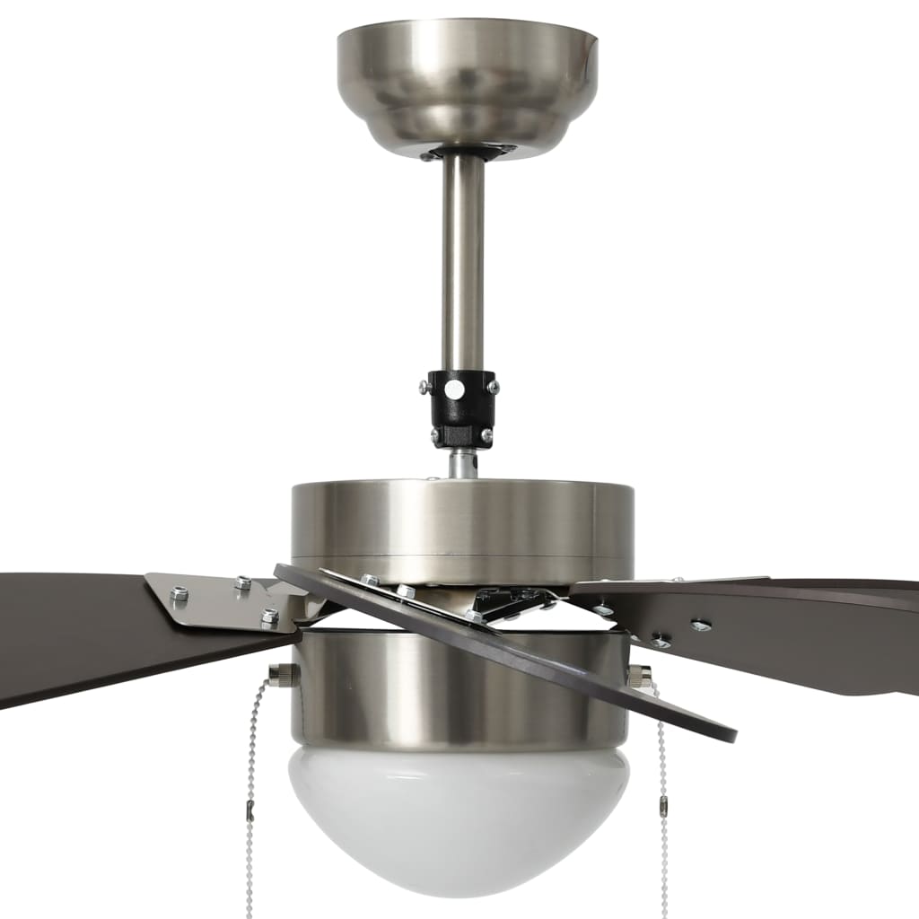 Ventilador de techo VidaXL 39W con lámpara marrón oscuro Ø76 cm 7