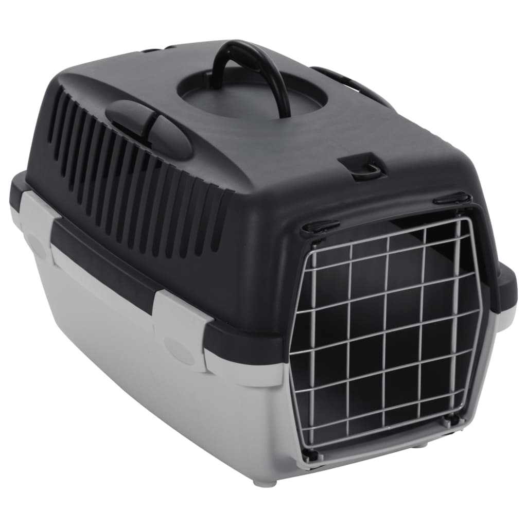 Transportín de mascotas ventilable con asa gris/negro 31x32x48 cm 2