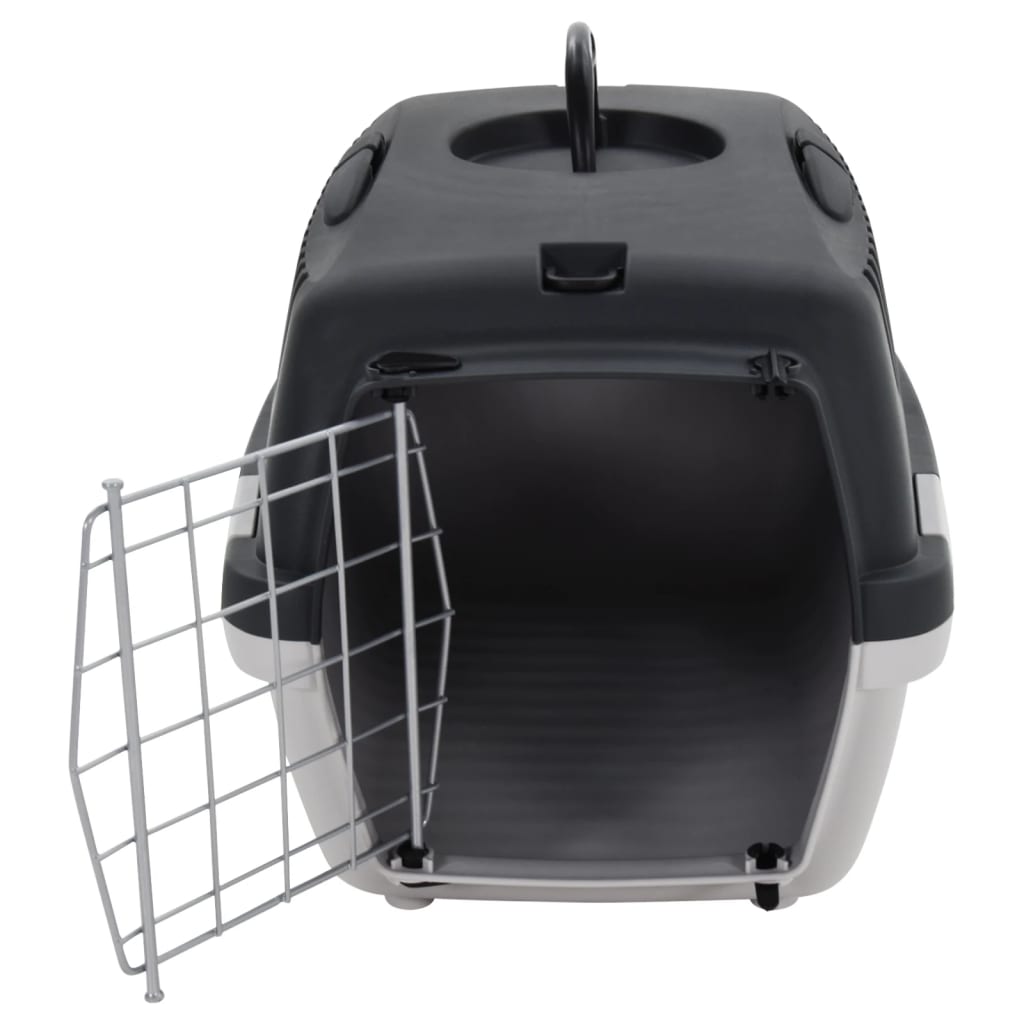 Transportín de mascotas ventilable con asa gris/negro 31x32x48 cm 3