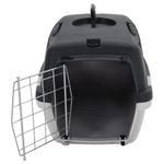 Transportín de mascotas ventilable con asa gris/negro 31x32x48 cm 3