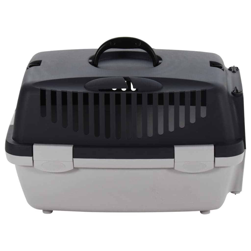Transportín de mascotas ventilable con asa gris/negro 31x32x48 cm 4