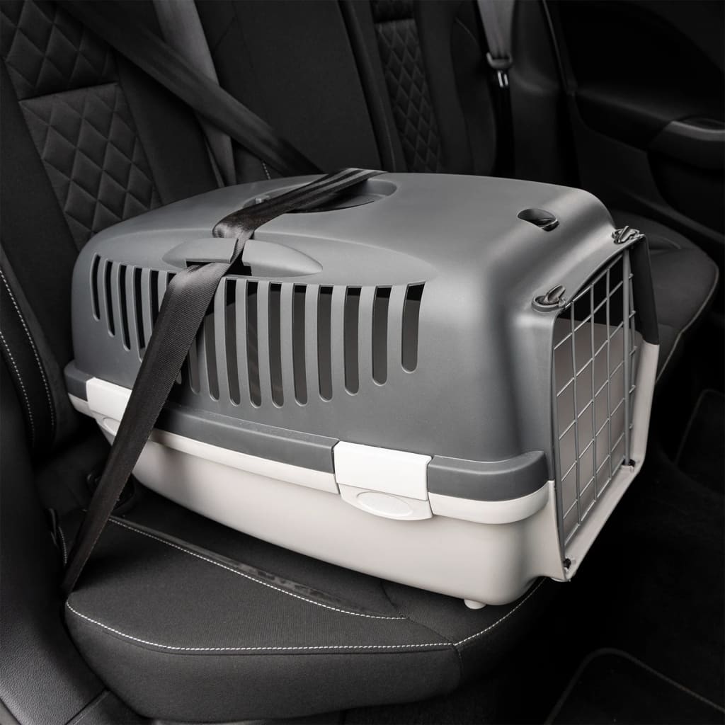 Transportín de mascotas ventilable con asa gris/negro 31x32x48 cm 8