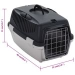 Transportín de mascotas ventilable con asa gris/negro 31x32x48 cm 10