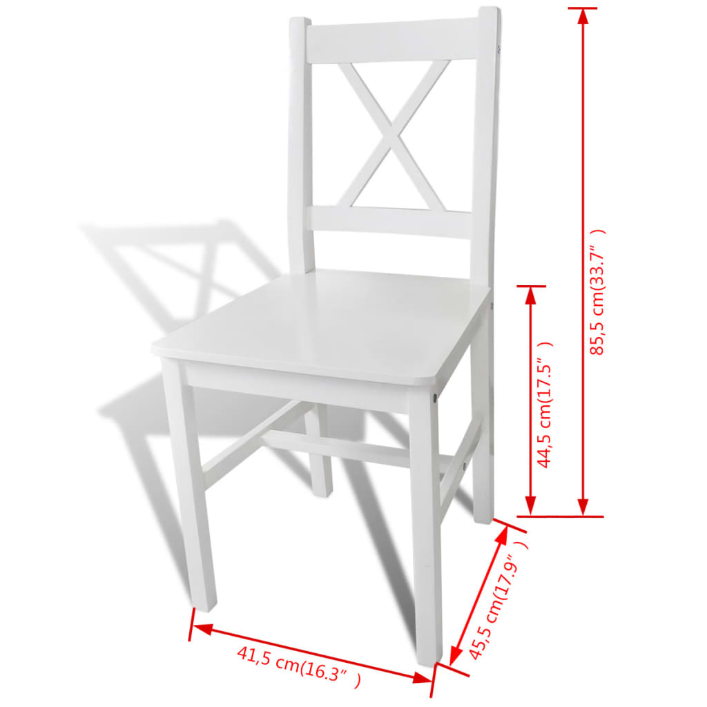 Pack de 4 sillas de comedor Wade madera de pino blanco 85,5x41,5x45,5 cm 5