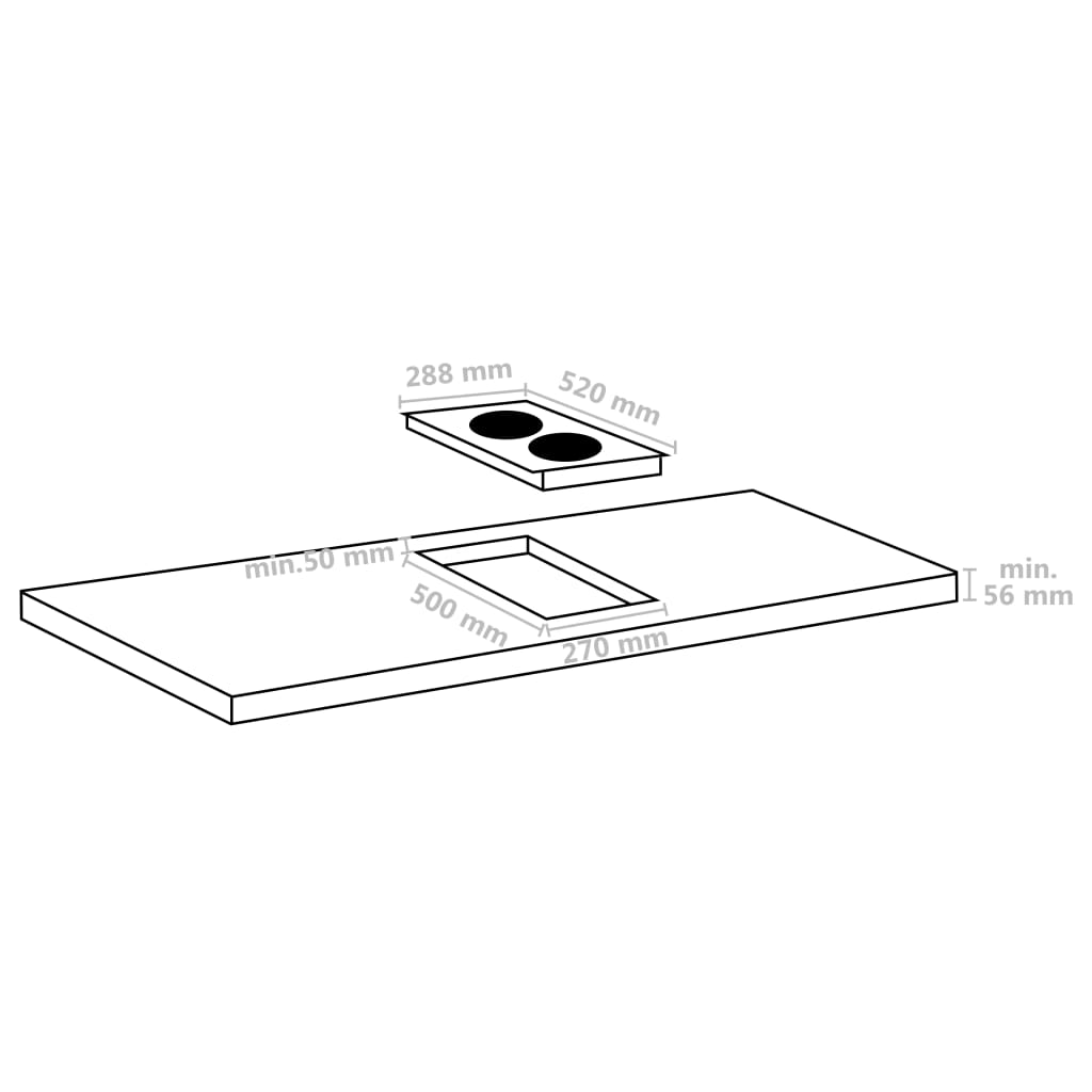 Placa de inducción Flexizone Vida XL 3500W 2 zonas control táctil negro 52 cm medidas