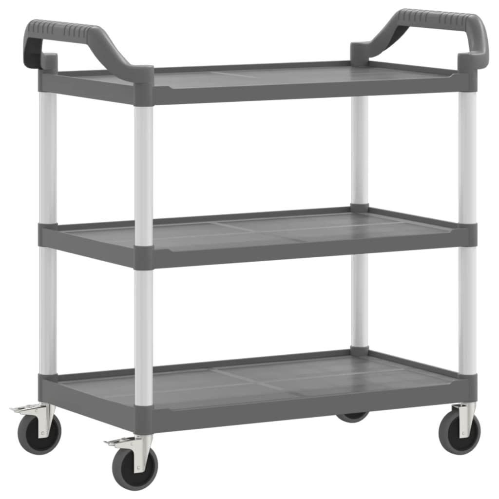 Carrito auxiliar 3 niveles aluminio gris 96x99x50 cm fondo blanco
