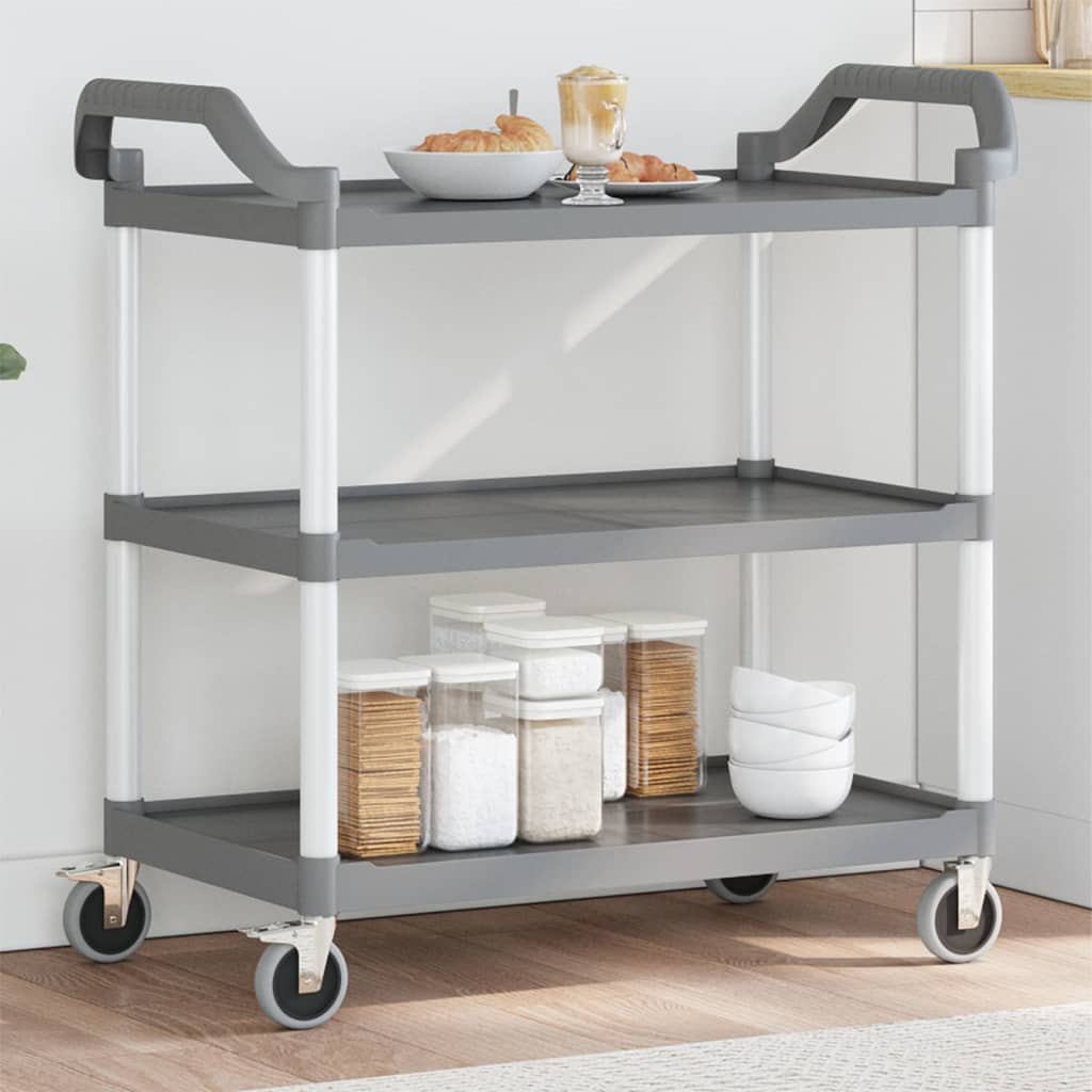 Carrito auxiliar 3 niveles aluminio gris 96x99x50 cm animada