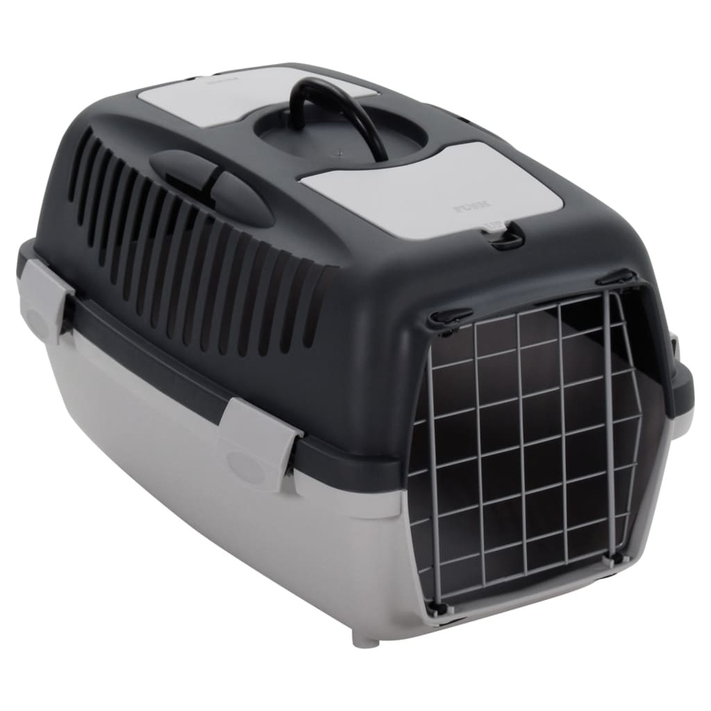 Transportín de mascotas ventilable con asa gris/negro 35x36x55 cm 2