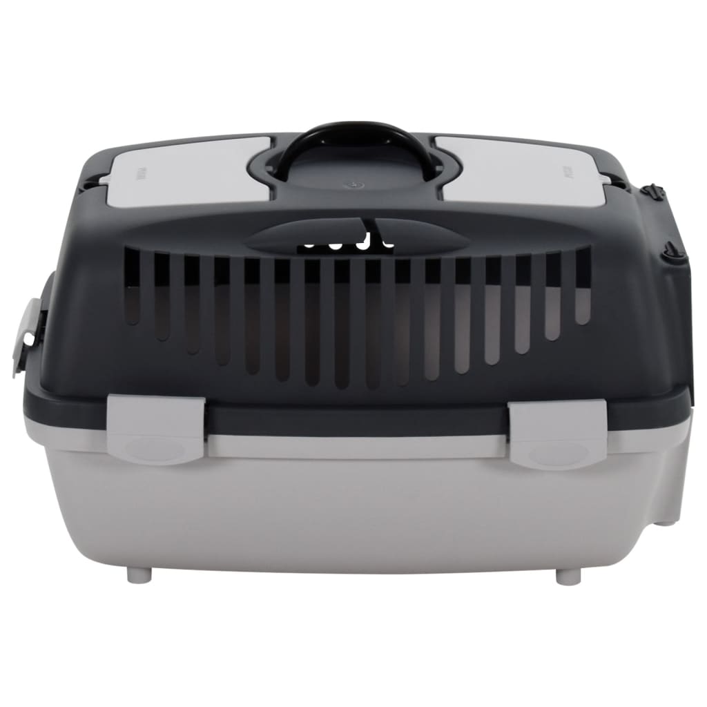 Transportín de mascotas ventilable con asa gris/negro 35x36x55 cm 4