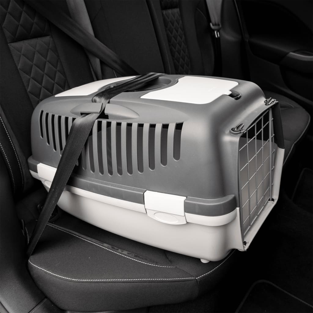 Transportín de mascotas ventilable con asa gris/negro 35x36x55 cm 8