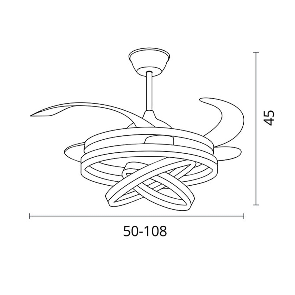 Ventilador de techo Sfera Bel Air 72W aspas retráctiles mando a distancia blanco Ø108 cm medidas