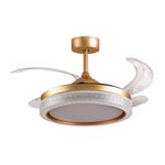 Ventilador de techo Acanto Bel Air 72W aspas retráctiles mando a distancia oro Ø108 cm