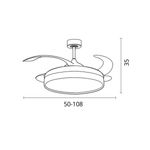 Ventilador de techo Acanto Bel Air 72W aspas retráctiles mando a distancia oro Ø108 cm medidas