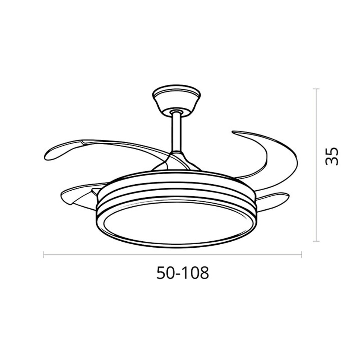 Ventilador de techo Dune Bel Air 72W aspas retráctiles mando a distancia blanco Ø108 cm 2