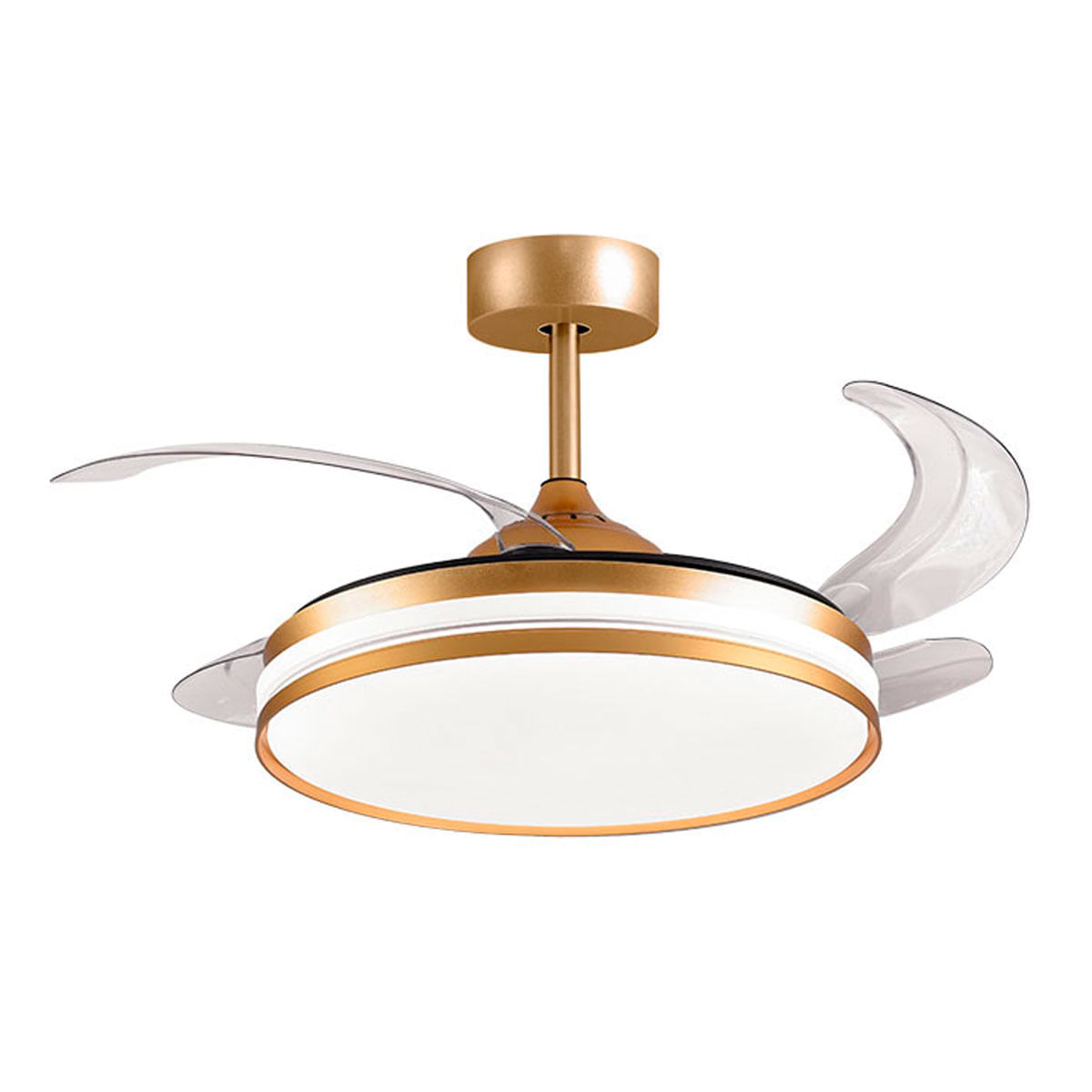 Ventilador de techo Kepler Bel Air 72W aspas retráctiles mando a distancia oro Ø108 cm