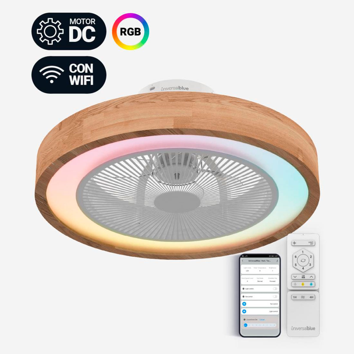 Ventilador de techo Tramontana 6051W/D Universal Blue luz RGB función WiFi blanco/natural Ø50 cm