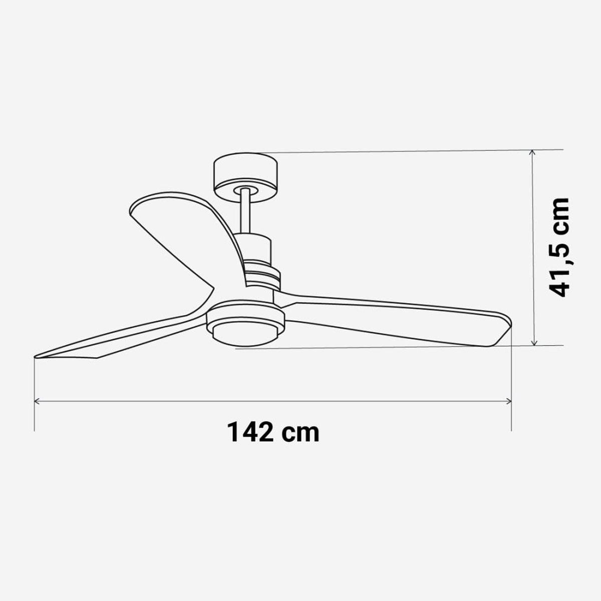 Ventilador de techo ALM 6056W Universal Blue 3 aspas control WiFi blanco/natural Ø142 cm medidas