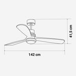 Ventilador de techo ALM 6056W Universal Blue 3 aspas control WiFi blanco/natural Ø142 cm medidas