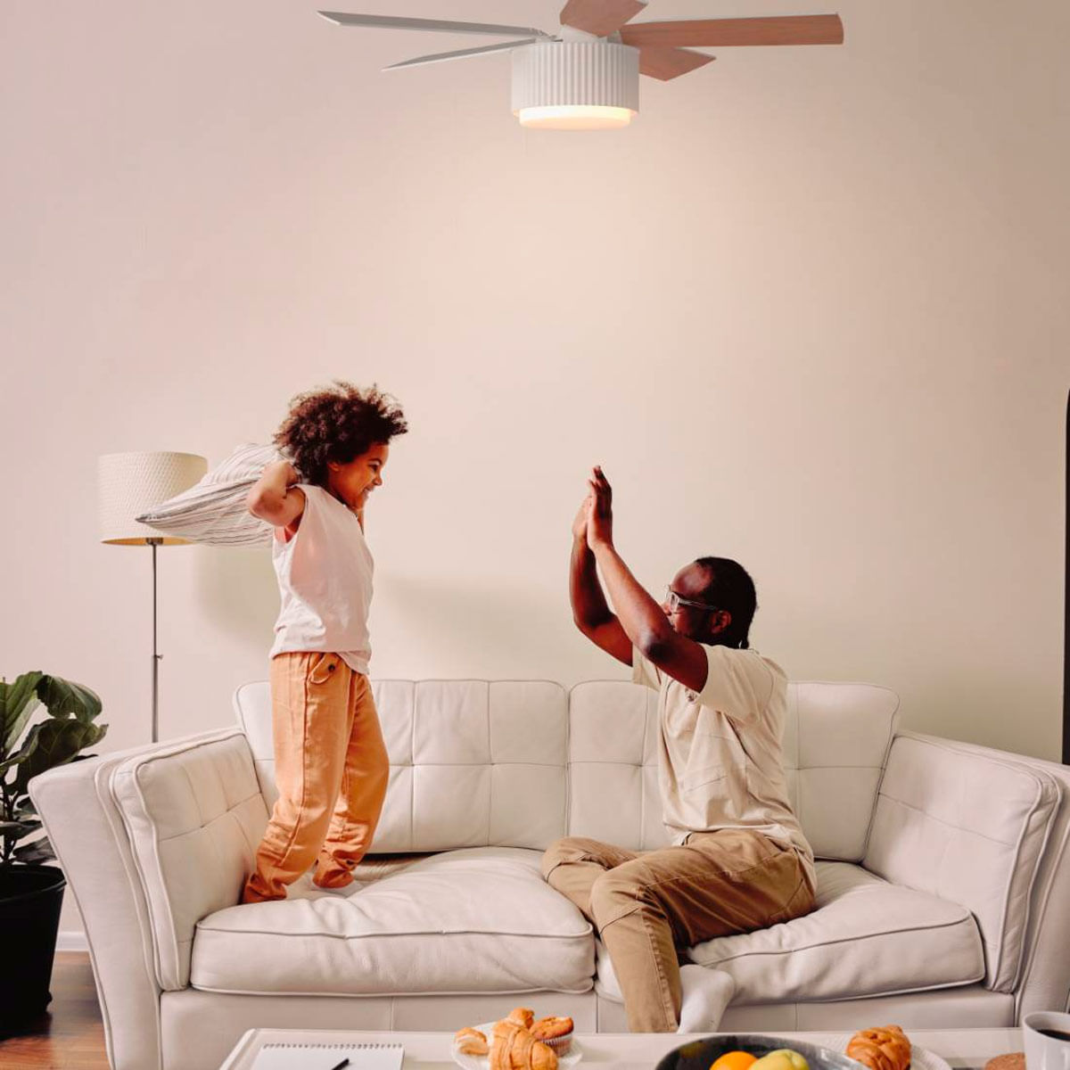 Ventilador de techo Morget 6042W Universal Blue 5 aspas mando a distancia blanco/natural Ø106 cm 7