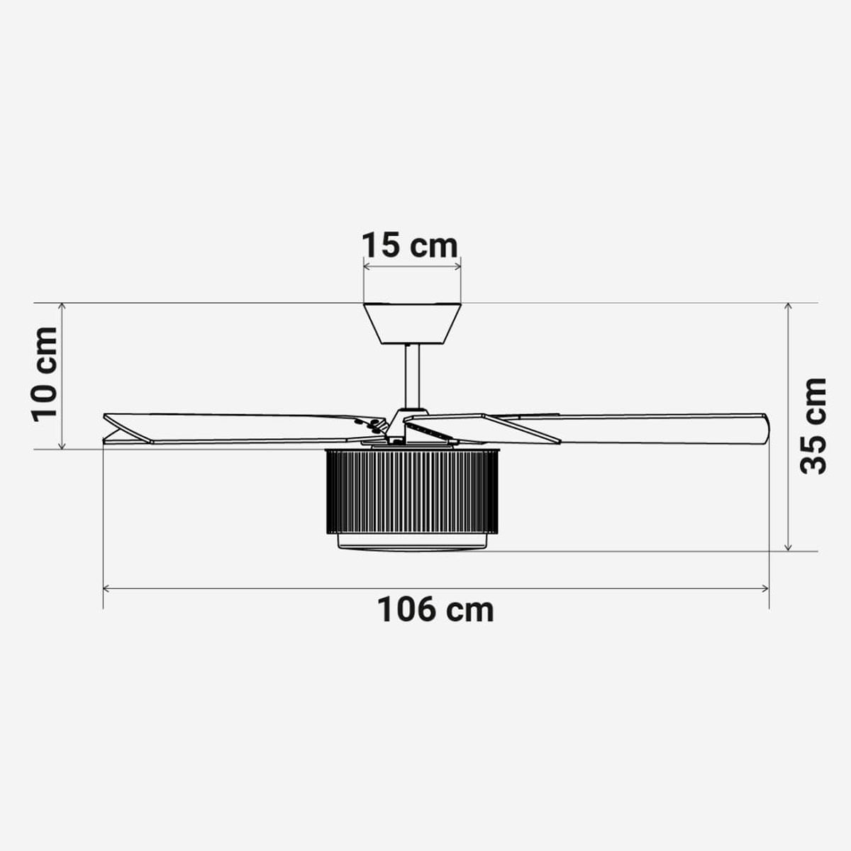 Ventilador de techo Morget 6042W Universal Blue 5 aspas mando a distancia blanco/natural Ø106 cm medidas