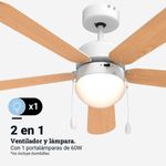 Ventilador de techo Etesios 6052W Universal Blue 60W 5 aspas reversibles blanco/natural Ø132 cm 2