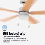 Ventilador de techo Etesios 6052W Universal Blue 60W 5 aspas reversibles blanco/natural Ø132 cm 3