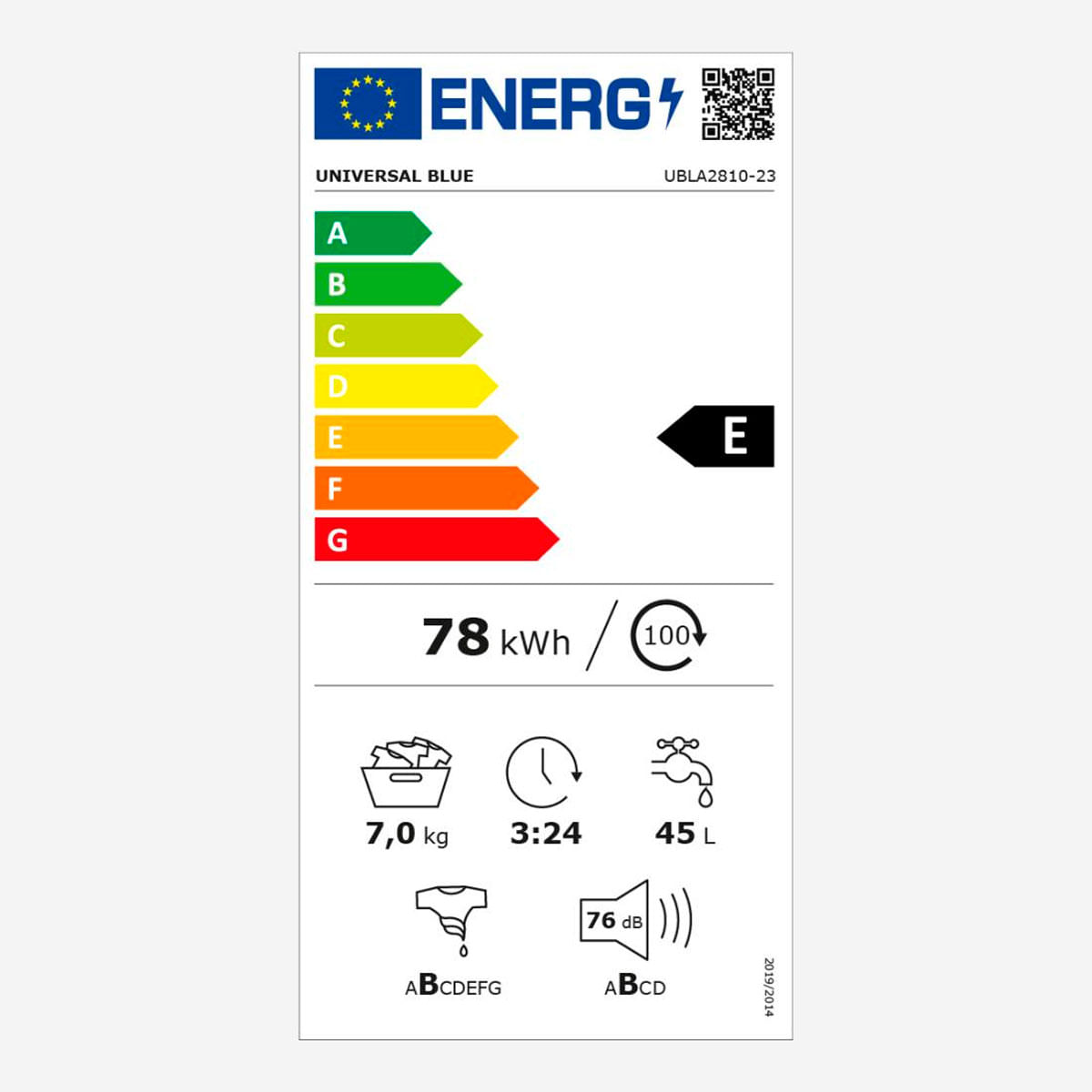 Lavadora Ibiza 6007W Universal Blue 7kg 1200 rpm E blanco 85 cm eficiencia-energetica