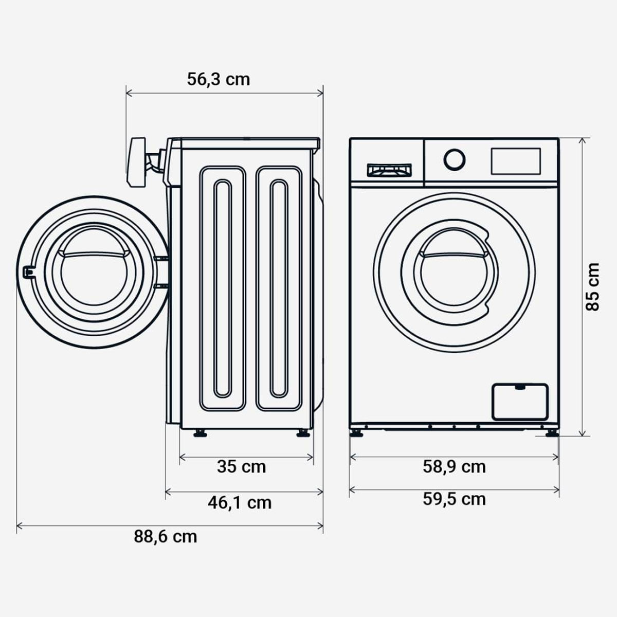 Lavadora Ibiza 6007W Universal Blue 7kg 1200 rpm E blanco 85 cm medidas