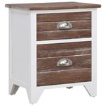 Pack de 2 mesitas de noche Huapi 2 cajones madera de Paulownia marrón/blanco 3