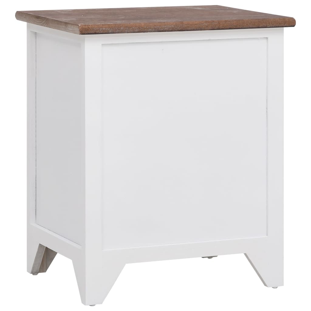 Pack de 2 mesitas de noche Huapi 2 cajones madera de Paulownia marrón/blanco 7