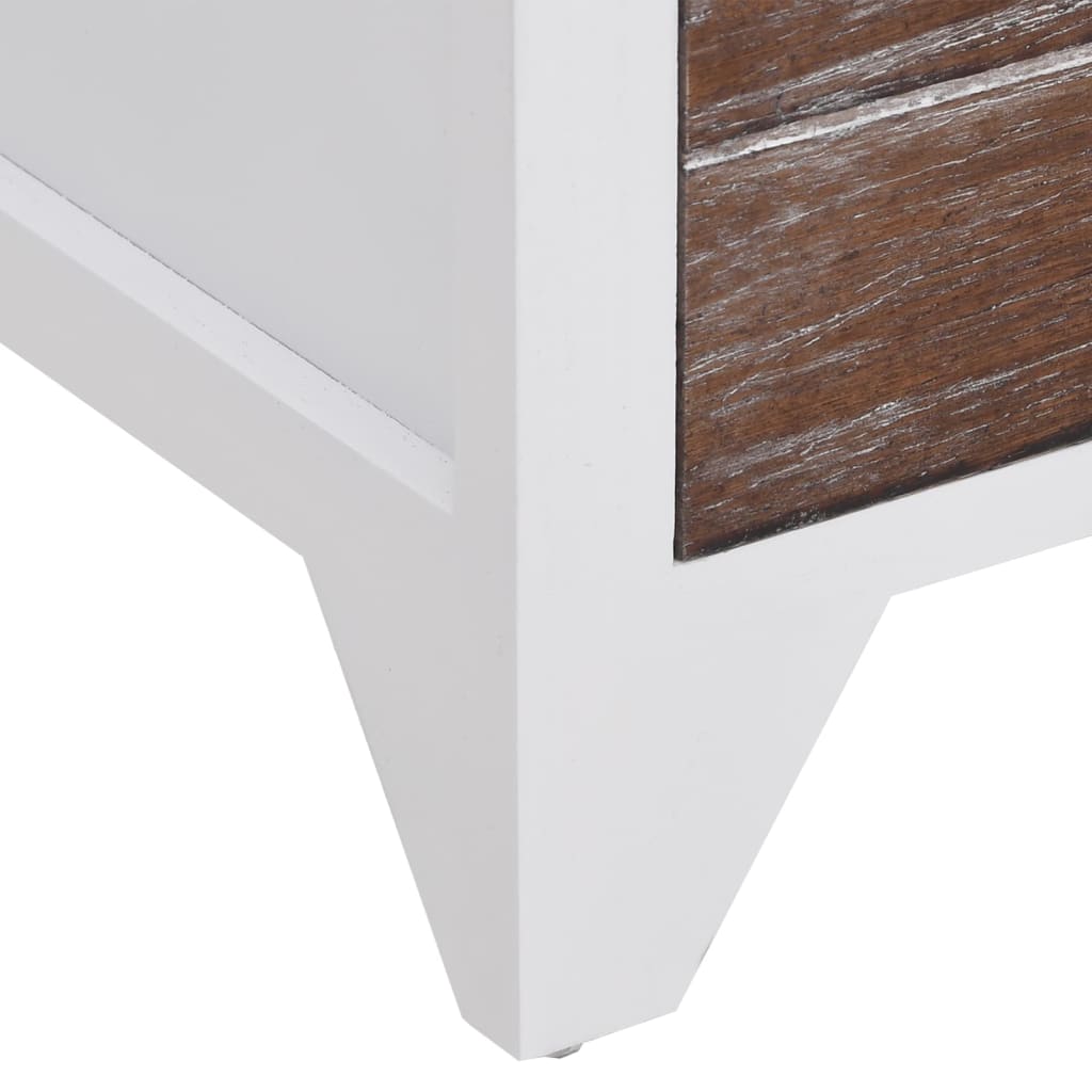 Pack de 2 mesitas de noche Huapi 2 cajones madera de Paulownia marrón/blanco 8