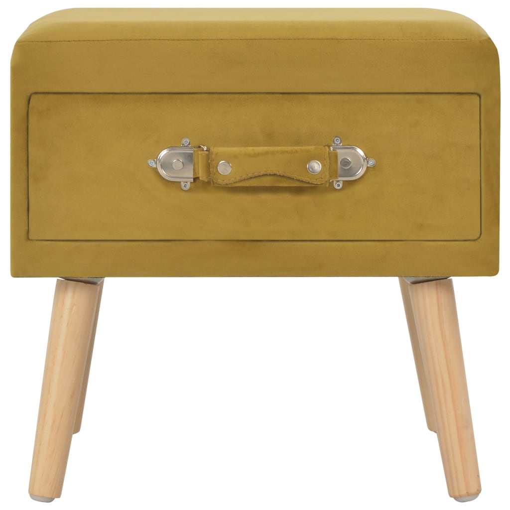 Mesita de noche Guafo 1 cajón tercipelo mostaza 40x35x40 cm 4