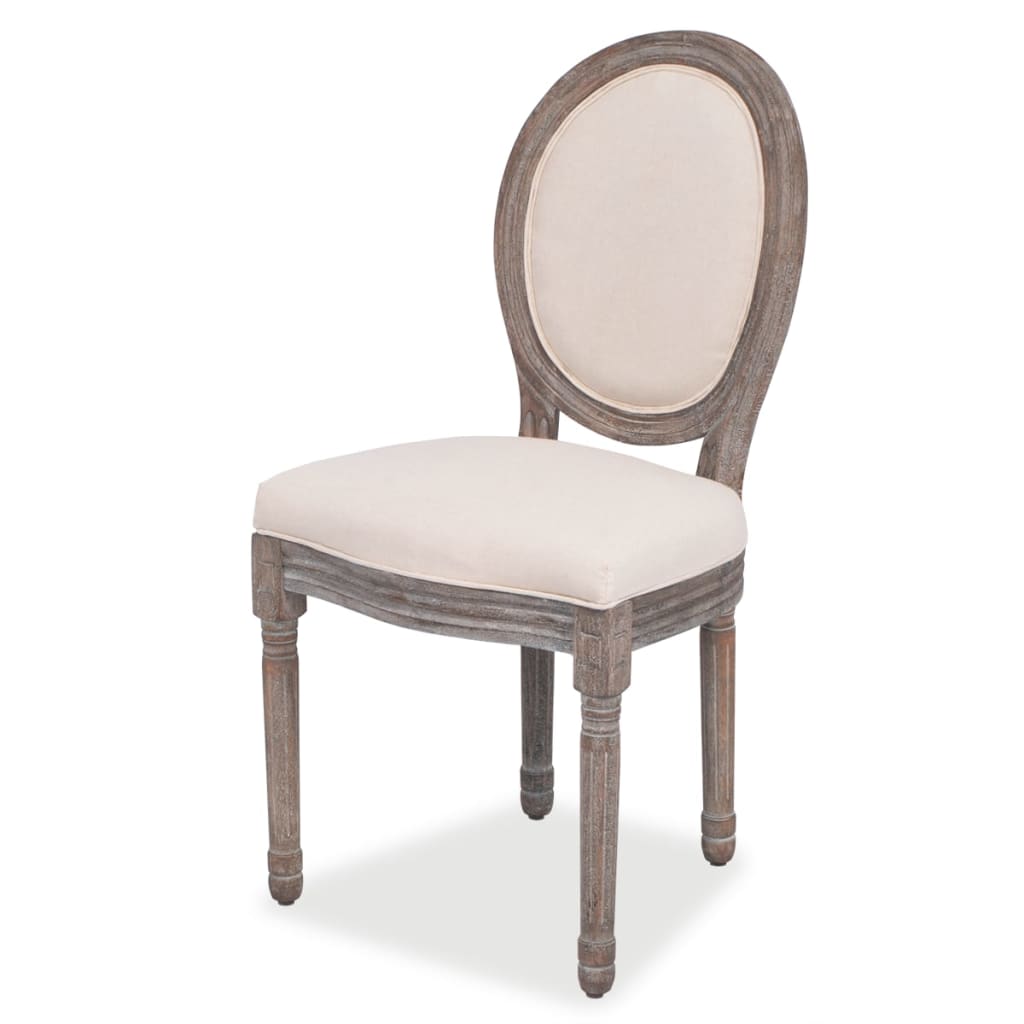 Pack de 4 sillas de comedor Carlos V tapizado en lino crema 2