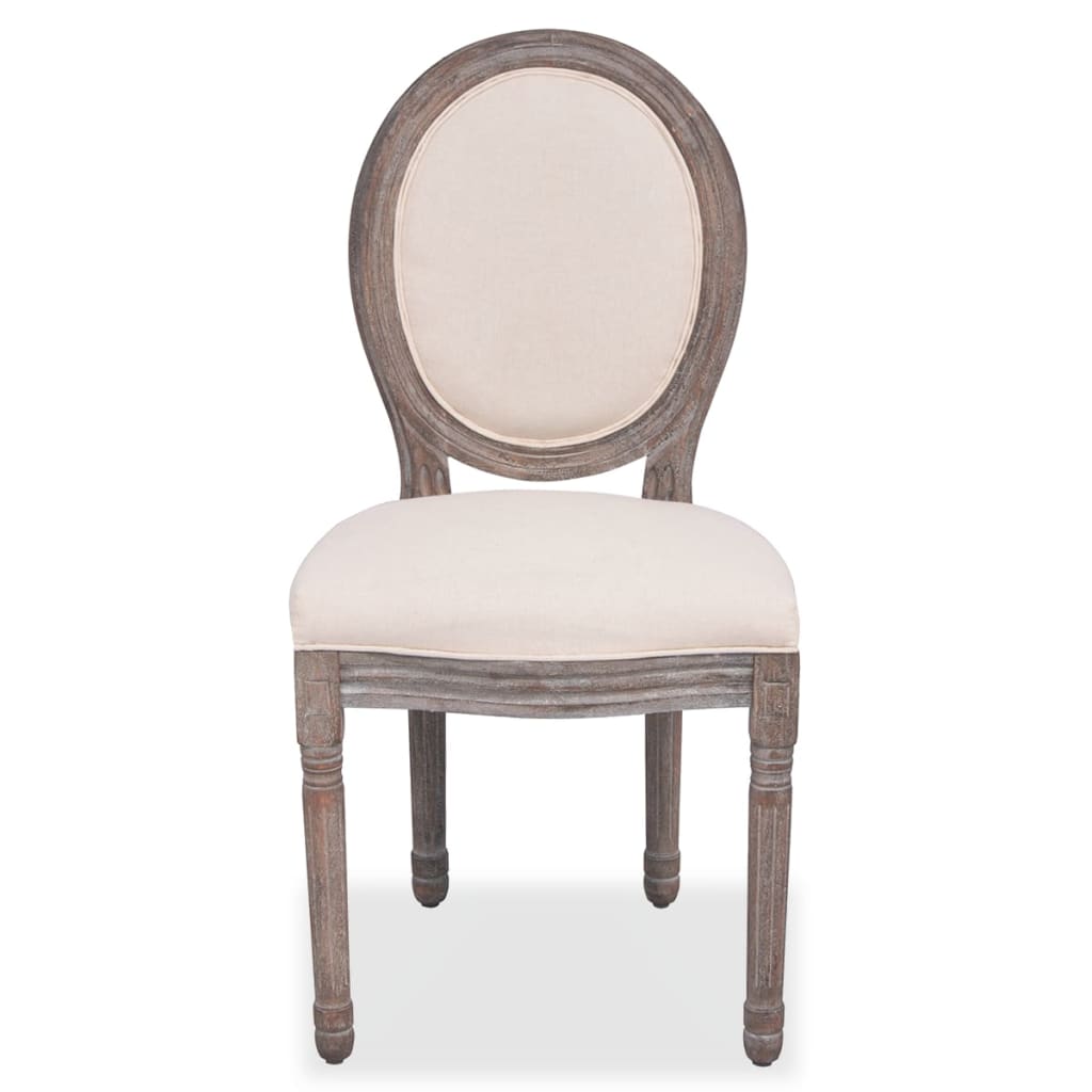 Pack de 4 sillas de comedor Carlos V tapizado en lino crema 3