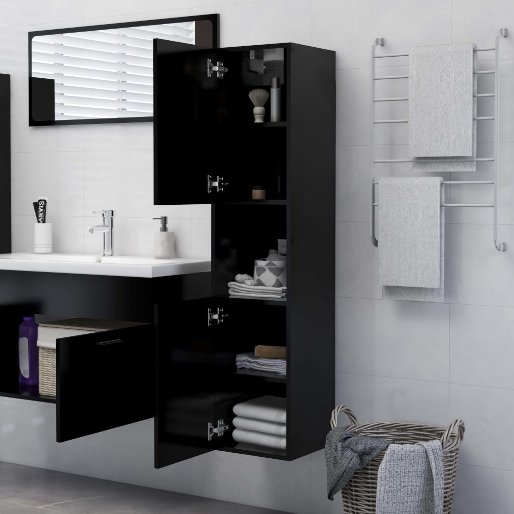 Armario alto de baño Ronda 2 puertas + 1 módulo negro 130x30x30 cm 3