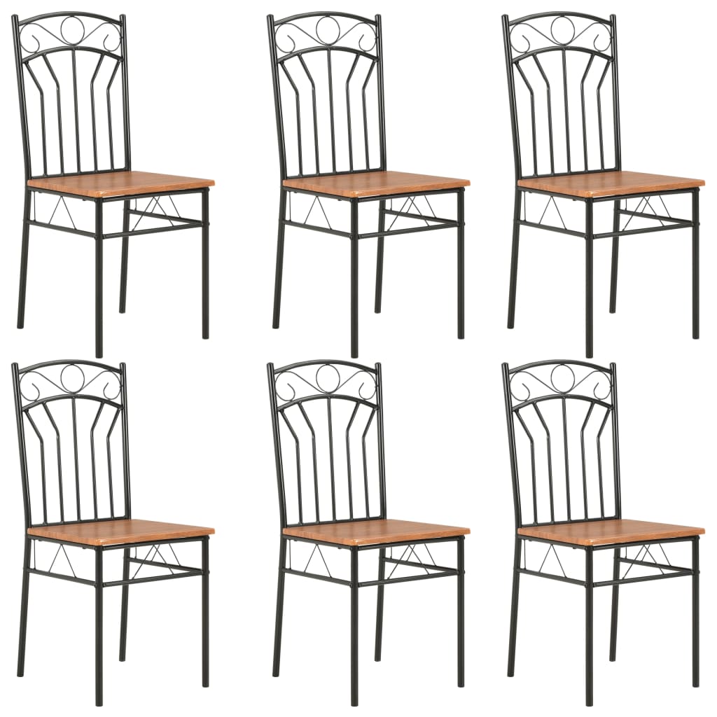 Pack de 6 sillas de comedor Malbork diseño retro natural/negro