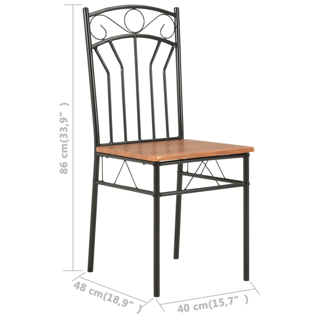 Pack de 6 sillas de comedor Malbork diseño retro natural/negro 9