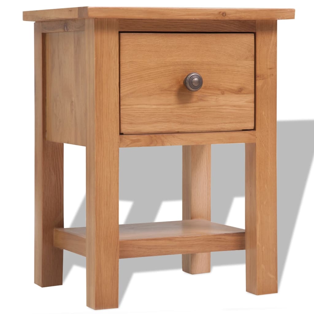 Mesita de noche Stewart 1 cajón madera de roble natural 47x36x30 cm 2