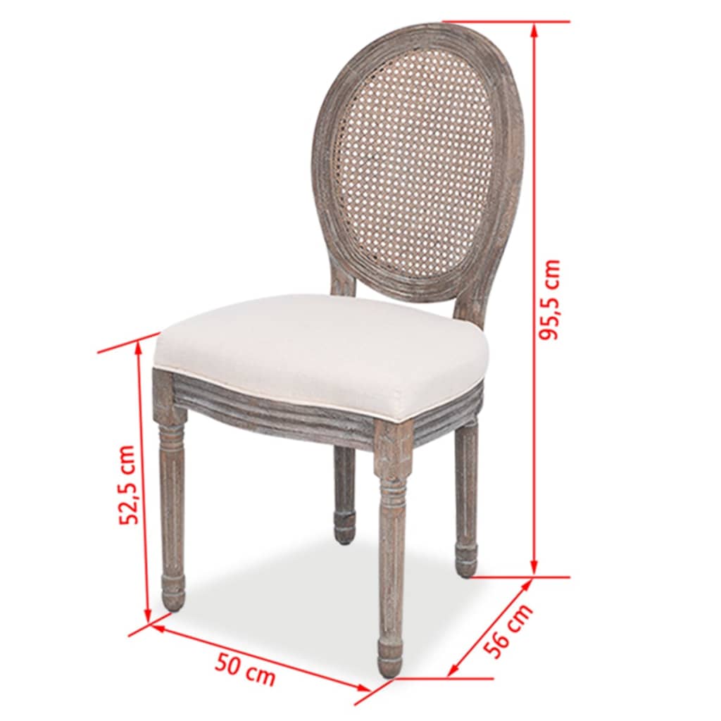 Pack de 4 sillas de comedor Carlos V lino + ratán crema 7