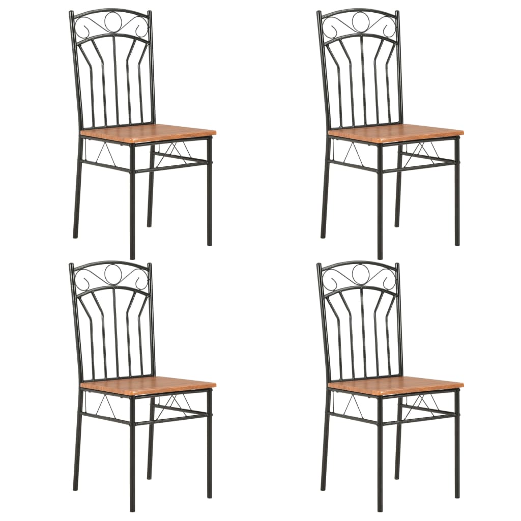 Pack de 4 sillas de comedor Malbork diseño retro natural/negro