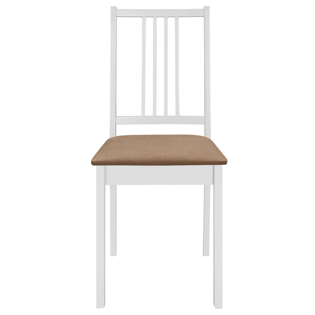 Pack de 4 sillas de comedor Misaki madera maciza con cojín blanco/marrón 3
