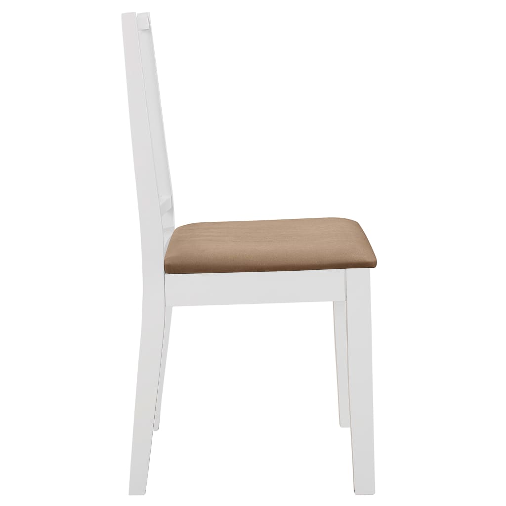 Pack de 4 sillas de comedor Misaki madera maciza con cojín blanco/marrón 4